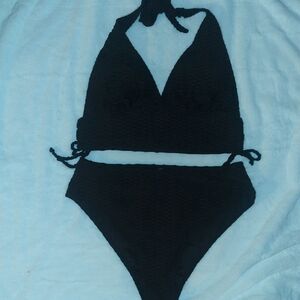 Shein Elegant Black Halter Bikini Set